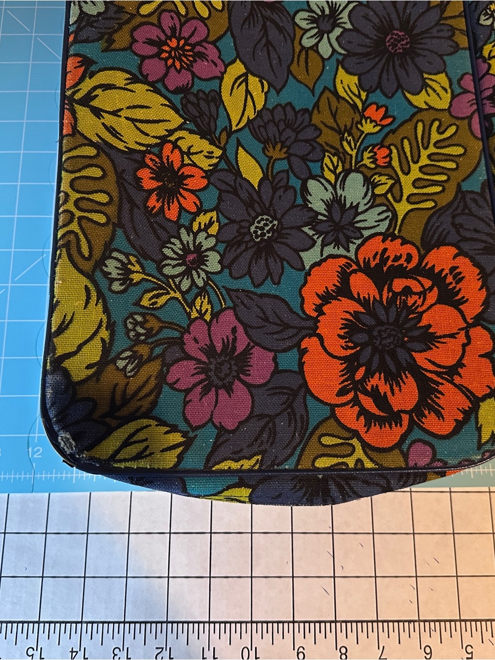 Vintage Floral Small Suitcase Retro 70s Canvas Suitcase